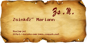 Zsinkó Mariann névjegykártya
