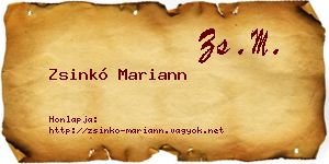 Zsinkó Mariann névjegykártya