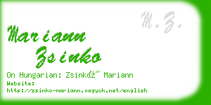 mariann zsinko business card